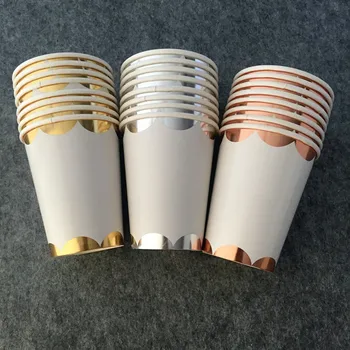 64pcs Scallop Rose Gold/Silver/Gold Paper Cups Metallic Gold Edge Drinking Cup Wedding Engagement Bridal Shower Party Decoration
64pcs Scallop Rose Gold/Silver/Gold Paper Cups Metallic Gold Edge Drinking Cup Wedding Engagement Bridal Shower Party Decoration