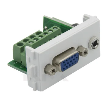 VGA + 3.5mm stereo audio female connector with back side screw connectors support DIY vga wall plate
VGA + 3.5mm stereo audio female connector with back side screw connectors support DIY vga wall plate