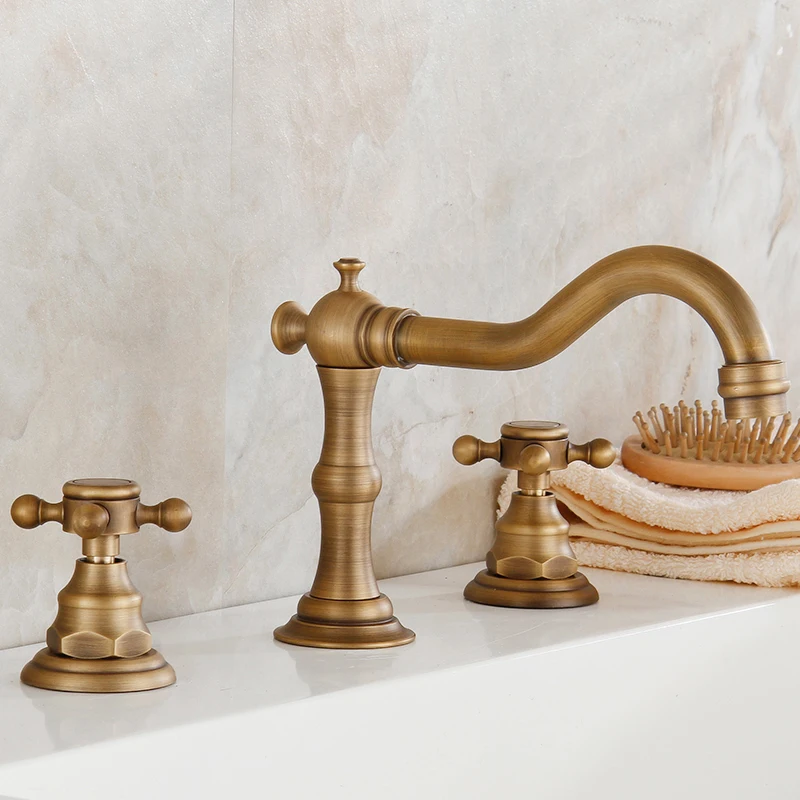 Antique-Brass-2-3-Handles-Deck-Mount-Widespread-Bathtub-Basin-Sink-Faucet-Retro-Style-Tub-Filler (4)