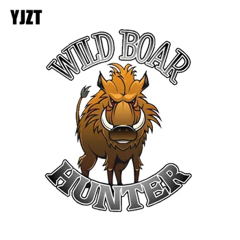 

YJZT 9.6CM*11.7CM Funny Wild boar hunter Hunting PVC Motorcycle Car Sticker 11-00355