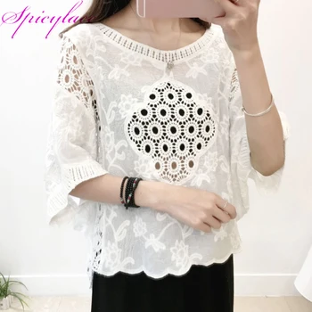 Spicylace 2019 Womens Summer Blouses Beach Elegant Blouses Lace Hollow Out Tops Street-wear Loose Casual Sexy Cotton Blouses
Spicylace 2019 Womens Summer Blouses Beach Elegant Blouses Lace Hollow Out Tops Street-wear Loose Casual Sexy Cotton Blouses