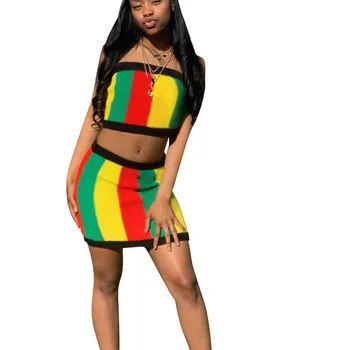 Plus Size Sexy Crop Tops Mini Skirts Suit Two Piece Set Women Summer Slash Neck 2 Pieces Set Casual Stripe Outfits
Plus Size Sexy Crop Tops Mini Skirts Suit Two Piece Set Women Summer Slash Neck 2 Pieces Set Casual Stripe Outfits