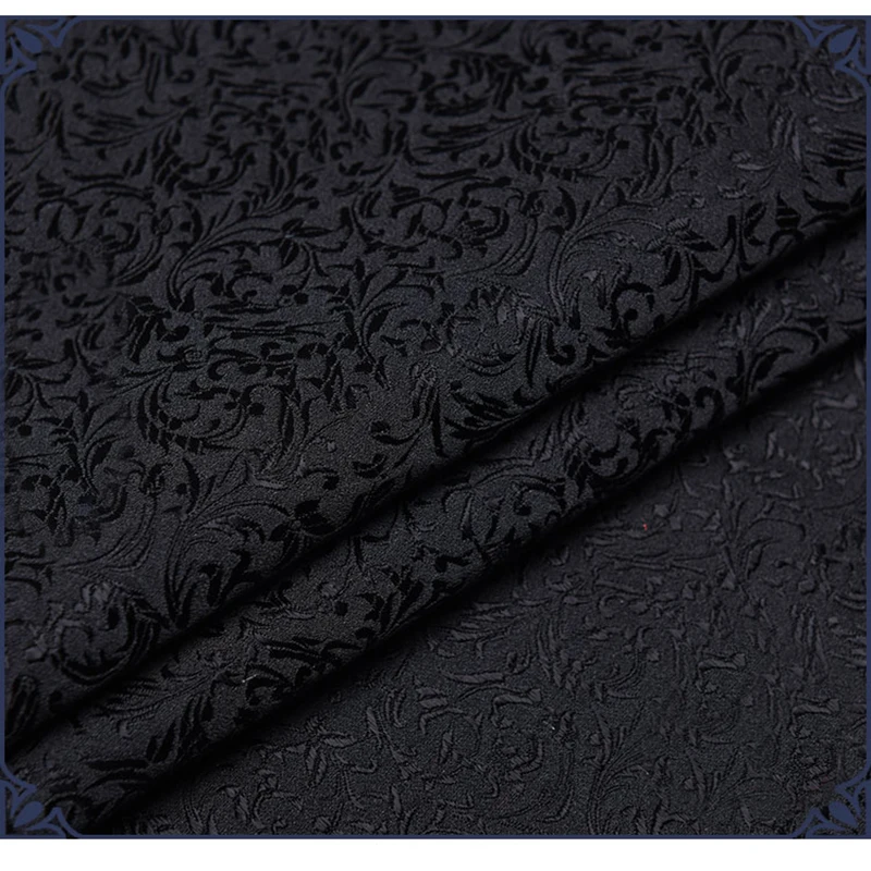

75x 100cm Metallic Jacquard Brocade Fabric,black wheat floral pattern 3D jacquard yarn dyed fabric for Womens Coat Dress Skirt