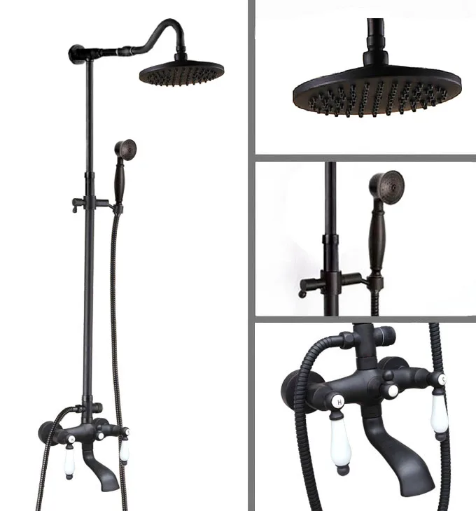 Black Oil Rubbed Brass Dual Ceramic Handles Bathroom 8 Inch Round Rain Shower Faucet Set Bath Tub Mixer Tap Hand Shower mhg645
Black Oil Rubbed Brass Dual Ceramic Handles Bathroom 8 Inch Round Rain Shower Faucet Set Bath Tub Mixer Tap Hand Shower mhg645