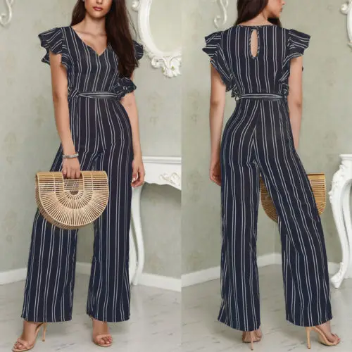 Women Summer Striped Jumpsuit Sleeveless Party Club Ruffles Wide Leg Pant Bandage Playsuits Summer Fashion Outfits
Women Summer Striped Jumpsuit Sleeveless Party Club Ruffles Wide Leg Pant Bandage Playsuits Summer Fashion Outfits