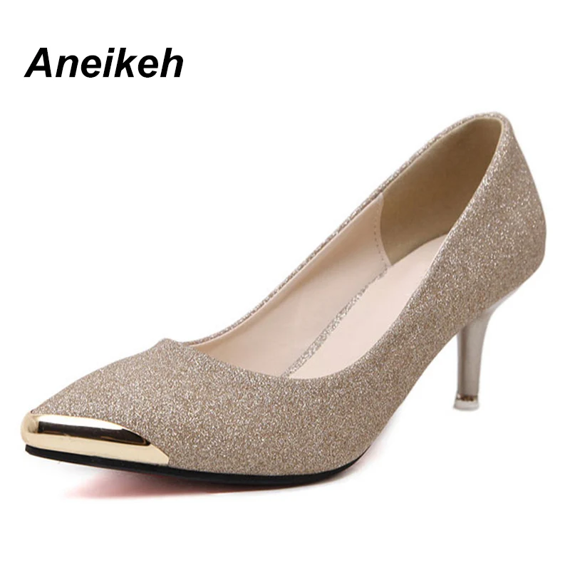 Women Pumps High Heels 2018 Metal Head Pointed Stiletto Work Shoes Sexy Sequins Shoes Zapatos Mujer Black Gold Silver B518-15#
Women Pumps High Heels 2018 Metal Head Pointed Stiletto Work Shoes Sexy Sequins Shoes Zapatos Mujer Black Gold Silver B518-15#