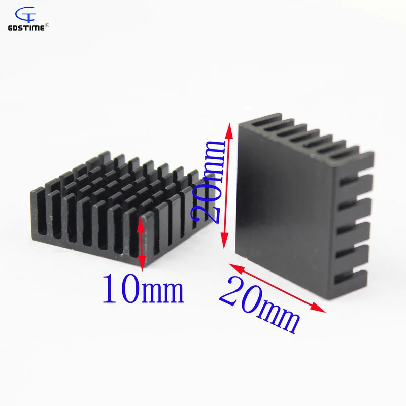 Gdstime 12 шт. 20x20x10 мм алюминиевый радиатор черный 2 см маленький 20 x 10 LED мощность IC