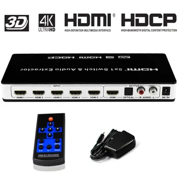 HDMI Switch 5x1 Audio Extractor 4K x 2K@30hz 5 Port hdmi switcher Supports Ultra HD 4K Full HD 1080P 3D ARC with IR Re
HDMI Switch 5x1 Audio Extractor 4K x 2K@30hz 5 Port hdmi switcher Supports Ultra HD 4K Full HD 1080P 3D ARC with IR Re