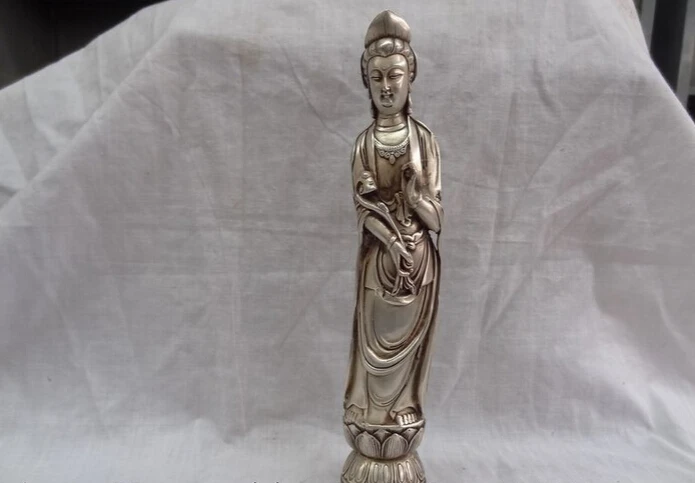 S4661 10" Chinese Buddhism Silver RuYi Goddess Kwan-Yin QuanYin Buddha Brass Statue D0317
S4661 10" Chinese Buddhism Silver RuYi Goddess Kwan-Yin QuanYin Buddha Brass Statue D0317