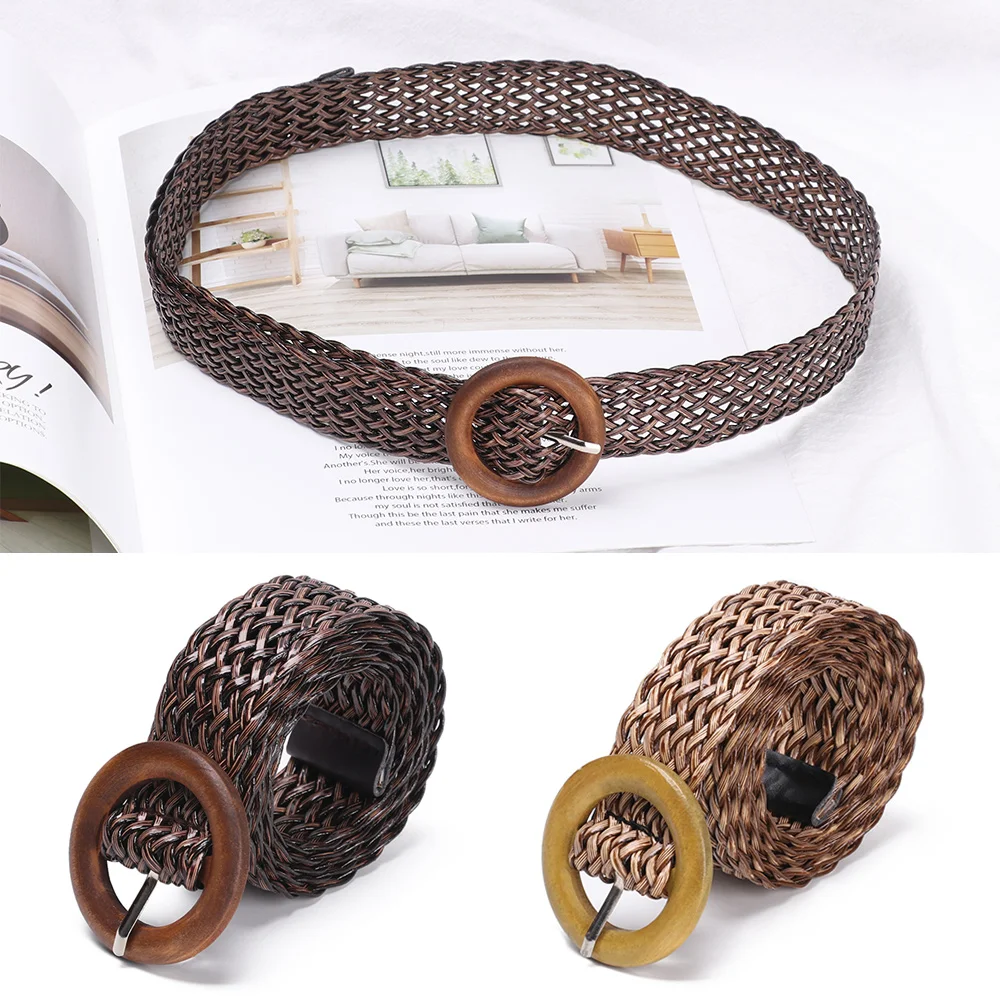Round Wooden Buckle Dress Belt For Women Casual Female Braided Wide Strap Female Designer Woven Girls Elastic PP Straw Belts
Round Wooden Buckle Dress Belt For Women Casual Female Braided Wide Strap Female Designer Woven Girls Elastic PP Straw Belts