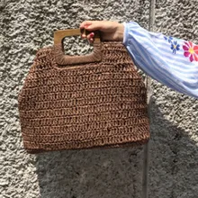 Bolso de paja para mujer, bolso de mimbre de verano, bolso de mimbre tejido a mano, bolso de playa bohemio, bolso de mimbre, envío directo 2019.7.01 #(China)