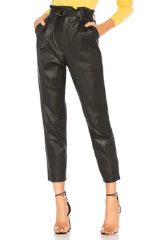 High street Black Frill Pants With Belt High Waist PU Leather Pencil Solid Ankle-Length Pants Women Party Out Slim Trousers W3
High street Black Frill Pants With Belt High Waist PU Leather Pencil Solid Ankle-Length Pants Women Party Out Slim Trousers W3