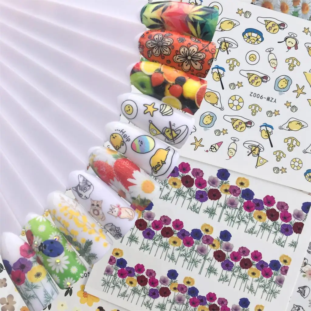 WUF 10 Styles Optional Water Tattoos Nail Decals Decoration Animal / Star / Cartoon / Fruit Mixed Colorful DIY Nail Art Stickers
WUF 10 Styles Optional Water Tattoos Nail Decals Decoration Animal / Star / Cartoon / Fruit Mixed Colorful DIY Nail Art Stickers