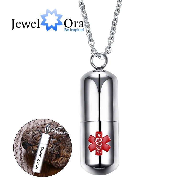 Rotate to Open Pill Shape Medical Alert ID Pendant Engraved Identity Stainless Steel Necklaces & Pendants (JewelOra NE102609)
Rotate to Open Pill Shape Medical Alert ID Pendant Engraved Identity Stainless Steel Necklaces & Pendants (JewelOra NE102609)
