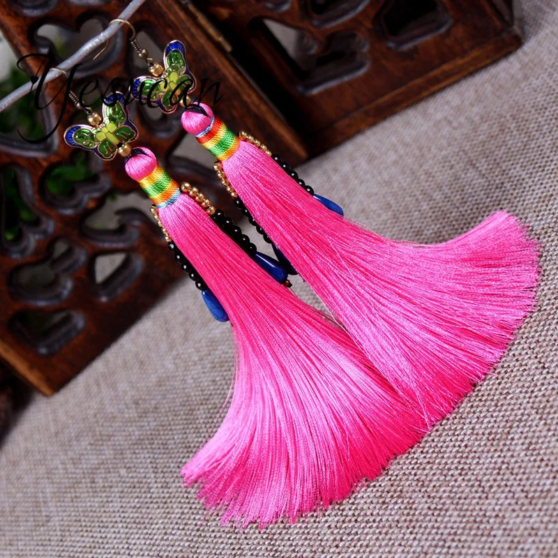 Yesucan Ethnic Long Fringed Earrings Vintage Bowknot Long Beads Colorful Stone Pendant Performance Stage Bride Wedding Jewelry
Yesucan Ethnic Long Fringed Earrings Vintage Bowknot Long Beads Colorful Stone Pendant Performance Stage Bride Wedding Jewelry