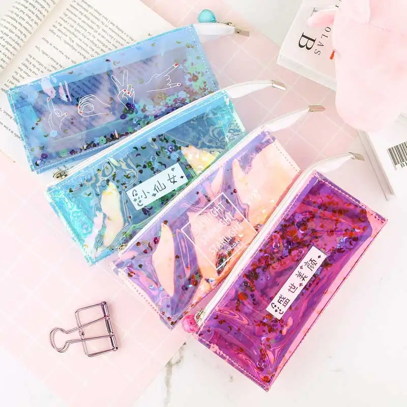 1Pcs Transparent With Sequin Pencil Case Iridescent Cosmetic Storage Bag Stationery Holder Home Office Escolar Storage Accessori
1Pcs Transparent With Sequin Pencil Case Iridescent Cosmetic Storage Bag Stationery Holder Home Office Escolar Storage Accessori