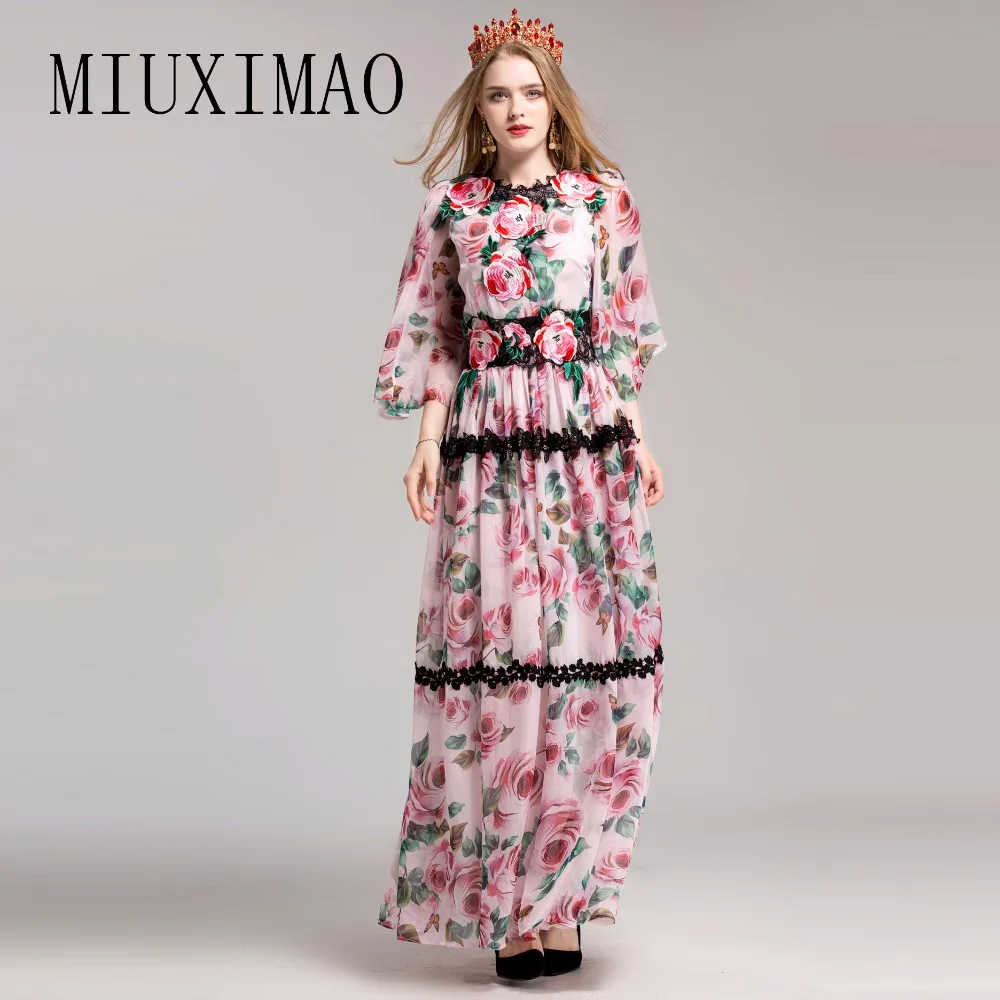 2018 Spring New Arrival O-Neck Three Quarter Sleeve Floral Printed Lace Embroidery Elegant Ankle-Length Long Dress Women
2018 Spring New Arrival O-Neck Three Quarter Sleeve Floral Printed Lace Embroidery Elegant Ankle-Length Long Dress Women