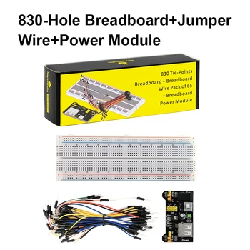 Keyestudio 1PCS 3.3V/5V Breadboard power module+ 1PCS 830 points Breadboard + 1PCS 65 Flexible jumper wires for arduino DIY
Keyestudio 1PCS 3.3V/5V Breadboard power module+ 1PCS 830 points Breadboard + 1PCS 65 Flexible jumper wires for arduino DIY