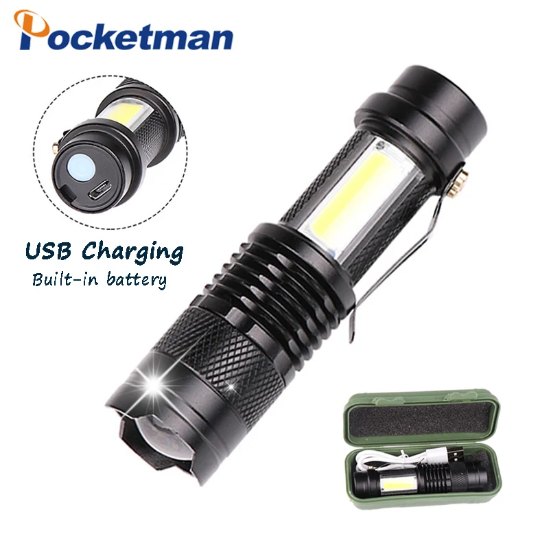 USB rechargable flashlight 3800LM Q5+COB LED Flashlight Portable Mini ZOOM flashlight Waterproof torch Built-in battery
USB rechargable flashlight 3800LM Q5+COB LED Flashlight Portable Mini ZOOM flashlight Waterproof torch Built-in battery