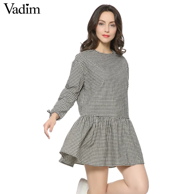 Women oversized pleated plaid dress ruffles checkered long bow tie sleeve loose back buttons thick warm casual vestidos QZ2726
Women oversized pleated plaid dress ruffles checkered long bow tie sleeve loose back buttons thick warm casual vestidos QZ2726
