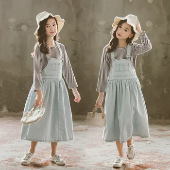 Teenage Girls Denim Overalls Sets Kids 2 Pieces Striped Long Sleeve T Shirts Suits Children 2019 Autumn Clothing Set Girl Outfit
Teenage Girls Denim Overalls Sets Kids 2 Pieces Striped Long Sleeve T Shirts Suits Children 2019 Autumn Clothing Set Girl Outfit