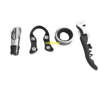 100sets/lot 5 in 1 kit hippocampus Red Wine bottle opener+ Paper cutting knife+ wine Ring + bottle stopper + Wine pourer
100sets/lot 5 in 1 kit hippocampus Red Wine bottle opener+ Paper cutting knife+ wine Ring + bottle stopper + Wine pourer