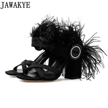 Sexy design satin sandals women high heels hairy feather big Button decor high quality 2018 wedding shoes sandalia feminina
Sexy design satin sandals women high heels hairy feather big Button decor high quality 2018 wedding shoes sandalia feminina