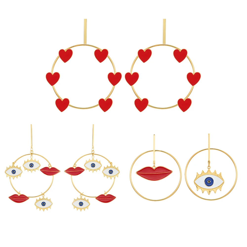1pair Punk Big Evil Eyes Lip Charm Gold Loop Dangle Earrings Statement Exaggerated Circle Earrings Women Party Jewelry Gifts
1pair Punk Big Evil Eyes Lip Charm Gold Loop Dangle Earrings Statement Exaggerated Circle Earrings Women Party Jewelry Gifts