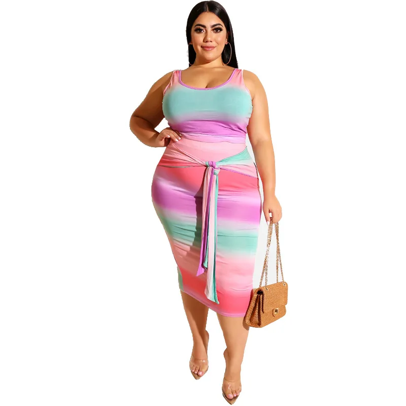 Adogirl Rainbow Women Plus Size Dress Waist Sashes 5XL Big Size Suits Sleeveless Tie-dye Vest Dress Floral Print Summer Outfits
Adogirl Rainbow Women Plus Size Dress Waist Sashes 5XL Big Size Suits Sleeveless Tie-dye Vest Dress Floral Print Summer Outfits