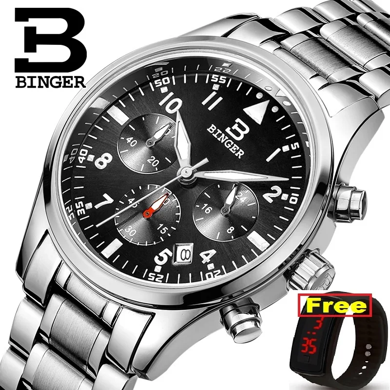 Switzerland BINGER men's watches luxury brand Quartz waterproof full stainless steel Chronograph Stop Watch Wristwatches B9202-2
Switzerland BINGER men's watches luxury brand Quartz waterproof full stainless steel Chronograph Stop Watch Wristwatches B9202-2