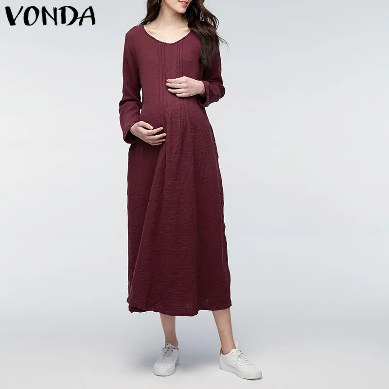 VONDA 2019 Spring Autumn Maxi Long Dress Pregnant Women V Neck Long Sleeve Causal Loose Maternity Clothings Pregnancy Vestidos
VONDA 2019 Spring Autumn Maxi Long Dress Pregnant Women V Neck Long Sleeve Causal Loose Maternity Clothings Pregnancy Vestidos