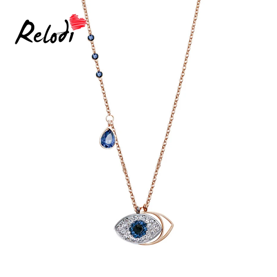 Relodi 925 Sterling Silver Necklace Crystal Eye Shape Pendant Clavicle Chain Brand Chain for Woman Valentine's Day Gift SP2492
Relodi 925 Sterling Silver Necklace Crystal Eye Shape Pendant Clavicle Chain Brand Chain for Woman Valentine's Day Gift SP2492