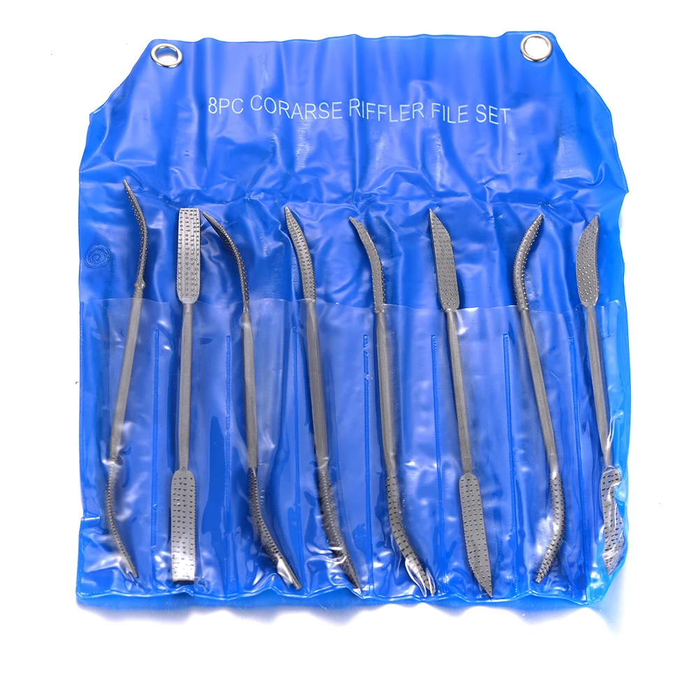 Description Picture 6 of item8PCS Wood Riffler File Set 190mm Double Ended Wood Carving Rifler Rasping For Woodworking Carving Hand Tools Needle File Rasp