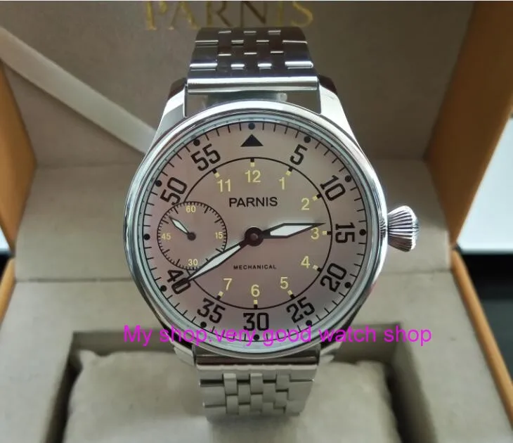 44mm PARNIS Milk-white dial Asian ST3600/6497 Mechanical Hand Wind movement Mechanical watches men's watches sdgd036A
44mm PARNIS Milk-white dial Asian ST3600/6497 Mechanical Hand Wind movement Mechanical watches men's watches sdgd036A
