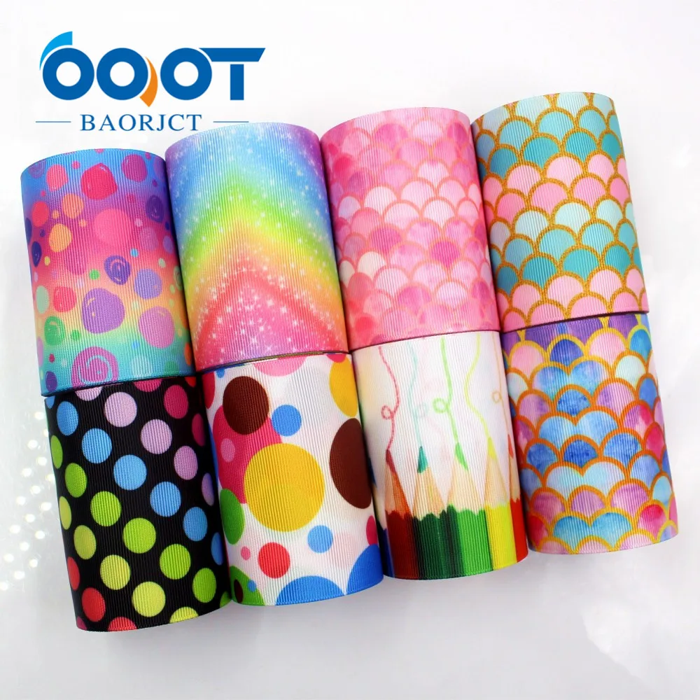 OOOT BAORJCT I-18428-42 75 mm 10 yards cartoon Dots Ribbons Thermal transfer Printed grosgrain Wedding Accessories DIY material | Дом и сад