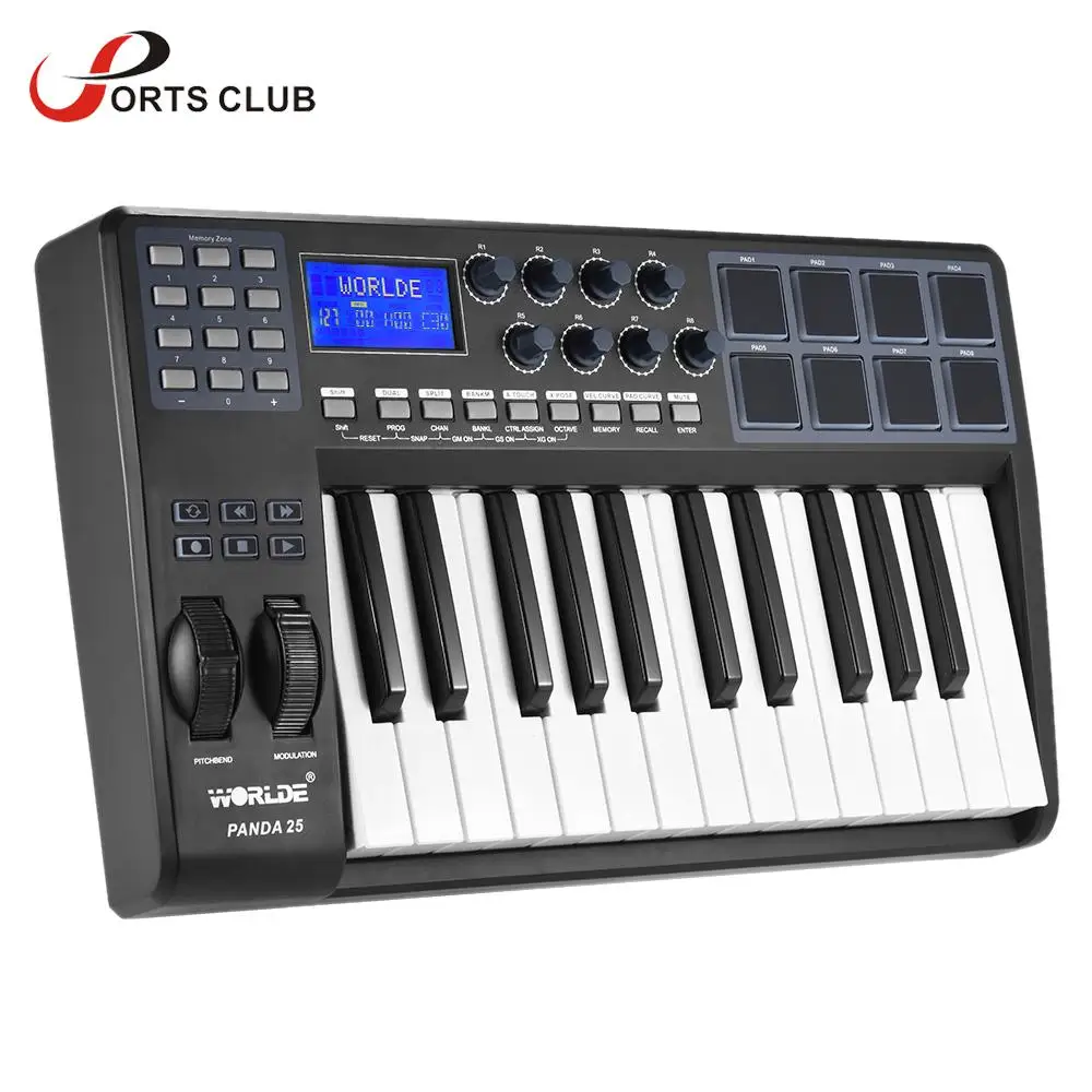 WORLDE PANDA25 25-Key Ultra-portable USB MIDI Keyboard 8 Drum Pads Controller with USB Cable
WORLDE PANDA25 25-Key Ultra-portable USB MIDI Keyboard 8 Drum Pads Controller with USB Cable