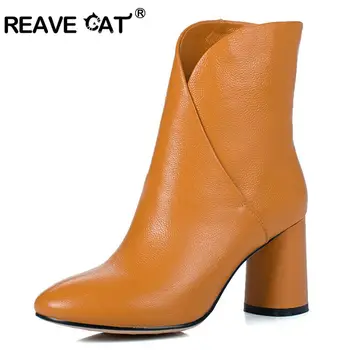 REAVE CAT Genuine Leather Round Toe Slip On High Heels ankle Boots for Women mujer Shoes Women Female Botas Feminina J291a
REAVE CAT Genuine Leather Round Toe Slip On High Heels ankle Boots for Women mujer Shoes Women Female Botas Feminina J291a