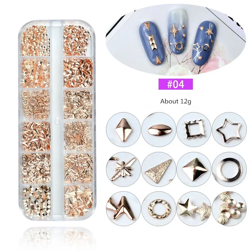 12 Grid Gold Silver Hollow 3D Nail Art Decorations Mix Metal Frame Nail Rivets Shiny Charm Strass Manicure Nailart Accessories
12 Grid Gold Silver Hollow 3D Nail Art Decorations Mix Metal Frame Nail Rivets Shiny Charm Strass Manicure Nailart Accessories