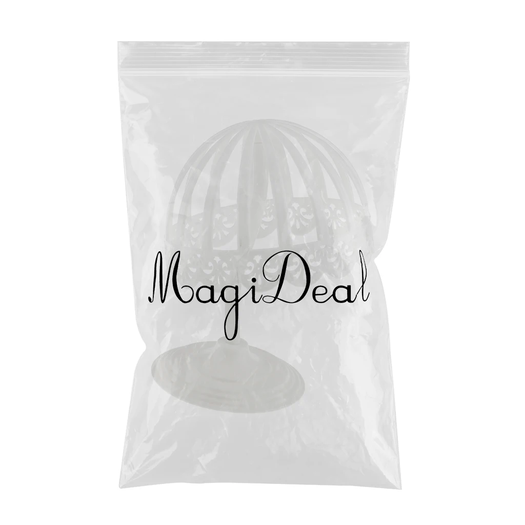 Plastic Baby Wig Hair Head Hat Cap Display Holder Stand Storage Rack 40cm Curved Plastic Pole & Round Heavy Base
