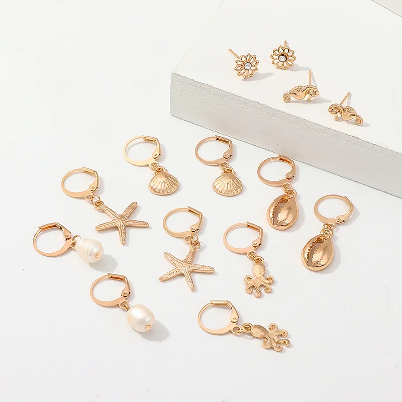 7 Pair/Set Starfish Shell Scallop Octopus Earrings for Women Summer Beach Earrings Bohemia Ear Drop Dangle Earrings Jewelry Boho
7 Pair/Set Starfish Shell Scallop Octopus Earrings for Women Summer Beach Earrings Bohemia Ear Drop Dangle Earrings Jewelry Boho