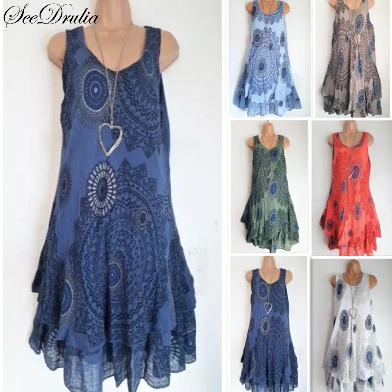 Bohemian Style New Soft Sleeveless Printing A-Line Dress For women Boho Loose Causal Dress Plus Size Beach Sundress
Bohemian Style New Soft Sleeveless Printing A-Line Dress For women Boho Loose Causal Dress Plus Size Beach Sundress