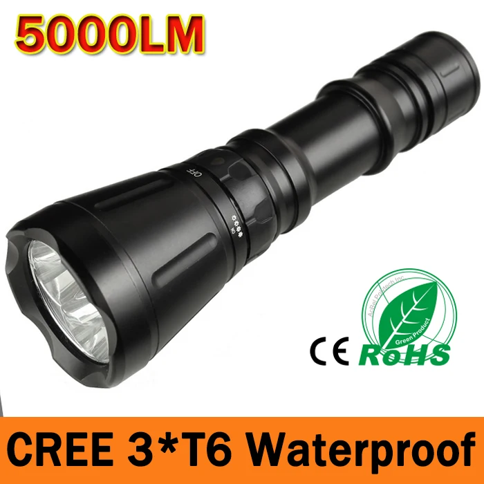 3*CREE XM-L T6 5000LM Waterproof 5-Mode LED Diving Flashlight Torch Brightness 60m LED Torch Lanterna Torche 3*CREE XM-L T6 5000LM Waterproof 5-Mode LED Diving Flashlight Torch Brightness 60m LED Torch Lanterna Torche<br><br>Aliexpress