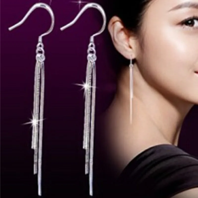 New fashion exaggerated silver color three lines long section of tassel earrings fashion vintage female ear jewelry wholesale
New fashion exaggerated silver color three lines long section of tassel earrings fashion vintage female ear jewelry wholesale