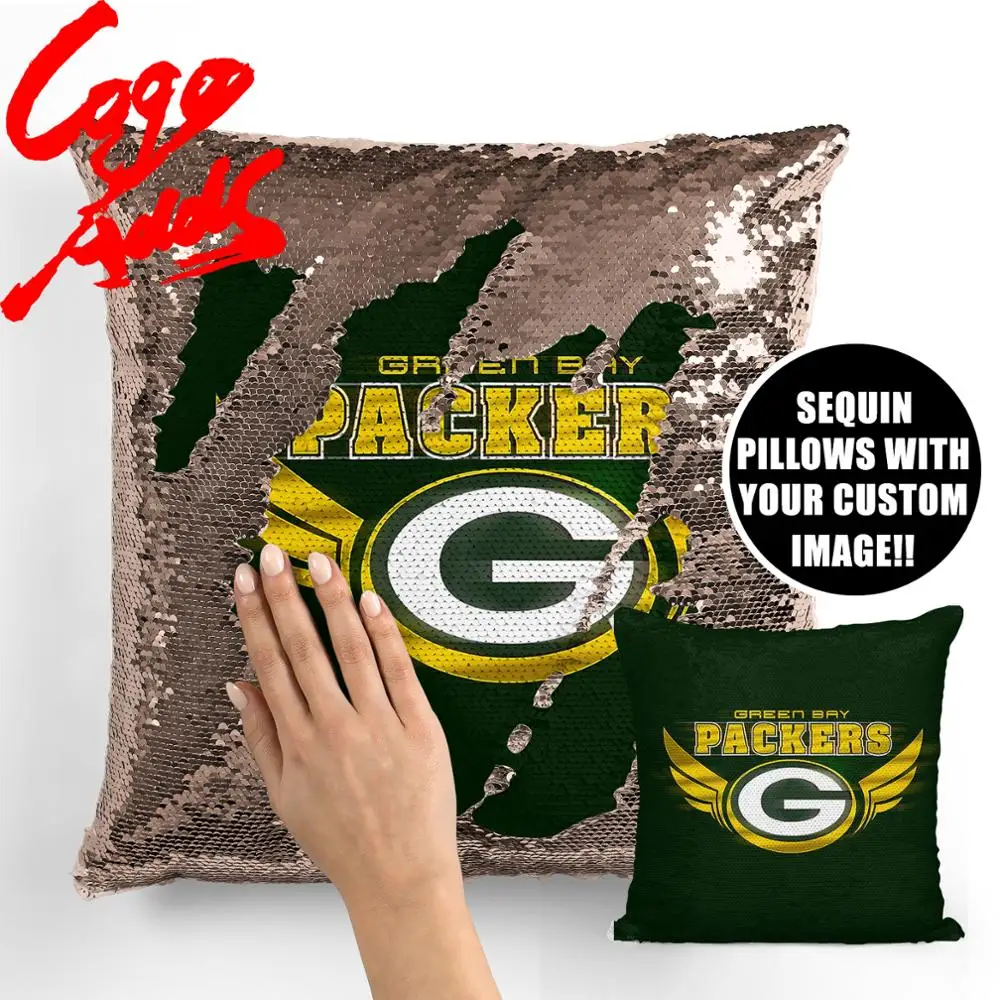 

Green Bay Packers decorative throw pillows reversible mermaid sequin pillow case cover dropshipping