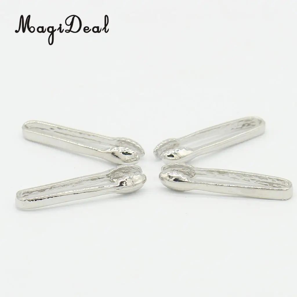 Set of 4 Pieces Miniature Metal Food Clip Tongs Cookware for 1/12 Dollhouse Kitchen Accessories