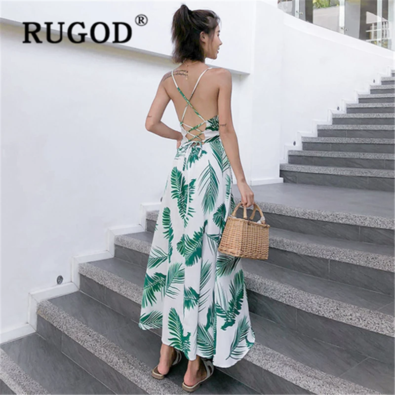 RUGOD Sexy backless spaghetti strap summer dress women Bohemia elegant beach party dress female Fashion leace printed maxi dress
RUGOD Sexy backless spaghetti strap summer dress women Bohemia elegant beach party dress female Fashion leace printed maxi dress