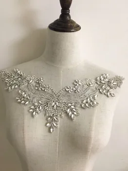 1 pc/lot Exquisite rhinestone beaded bridal applique with silver thread iron on fabric base, bridal sash belt wedding applique 
1 pc/lot Exquisite rhinestone beaded bridal applique with silver thread iron on fabric base, bridal sash belt wedding applique