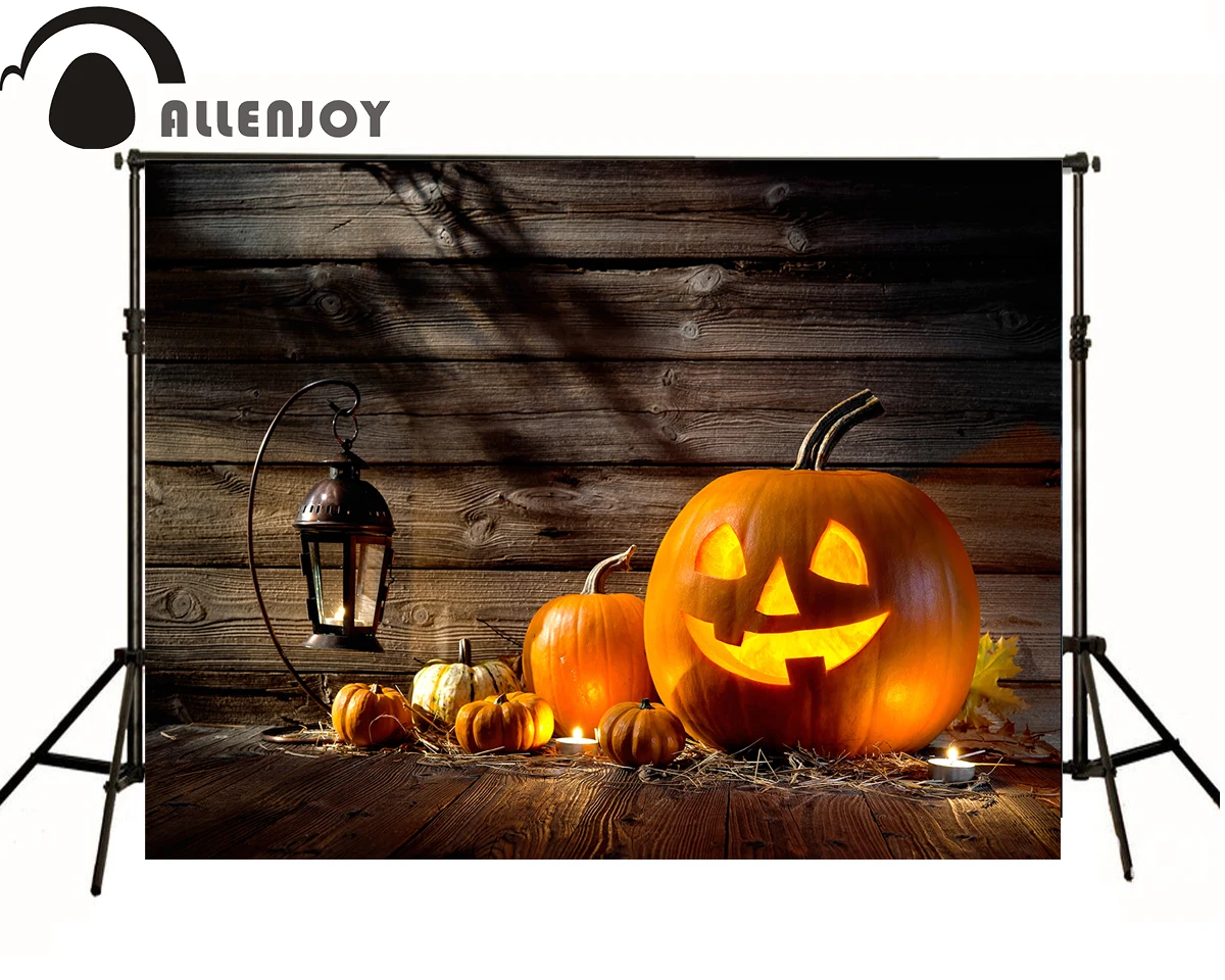 Фон для фотографий allenjoy Тыква огненная деревянная стена Хэллоуин милые детские