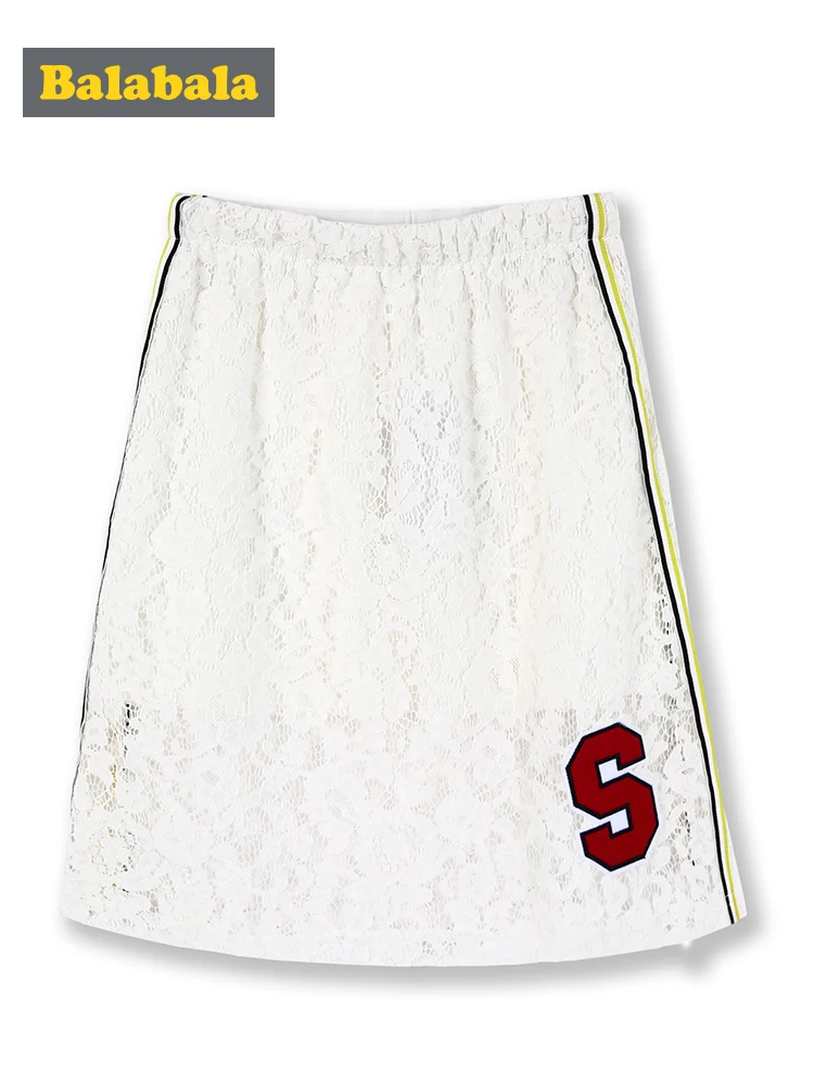 Balabala Girls Calf-Length Lace Skirt with Applique with Side Stripe Teenager Girls Spring Autumn skirt with Elastic Waist
Balabala Girls Calf-Length Lace Skirt with Applique with Side Stripe Teenager Girls Spring Autumn skirt with Elastic Waist