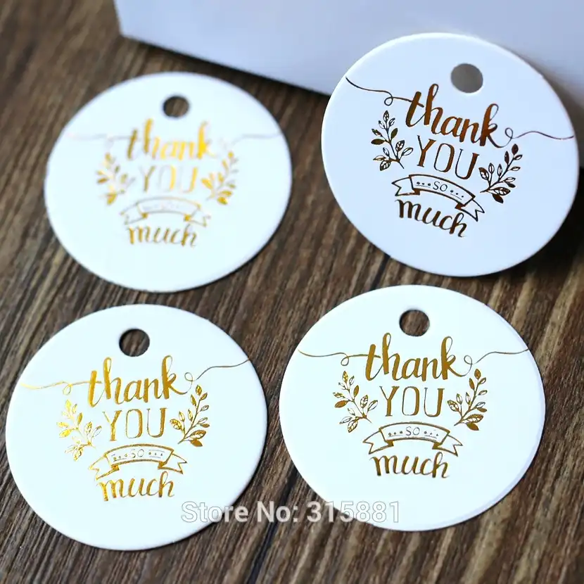 golden thank you so much tag, gift tags, wedding thank you tags